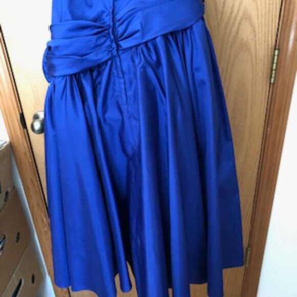 Glamorous Blue Vintage Junior Off Shoulder Formal Dress Prom Party 15-16 Large - Picture 9 of 14
